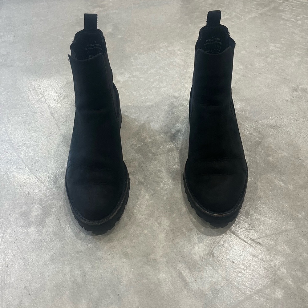 Matte black leather boots